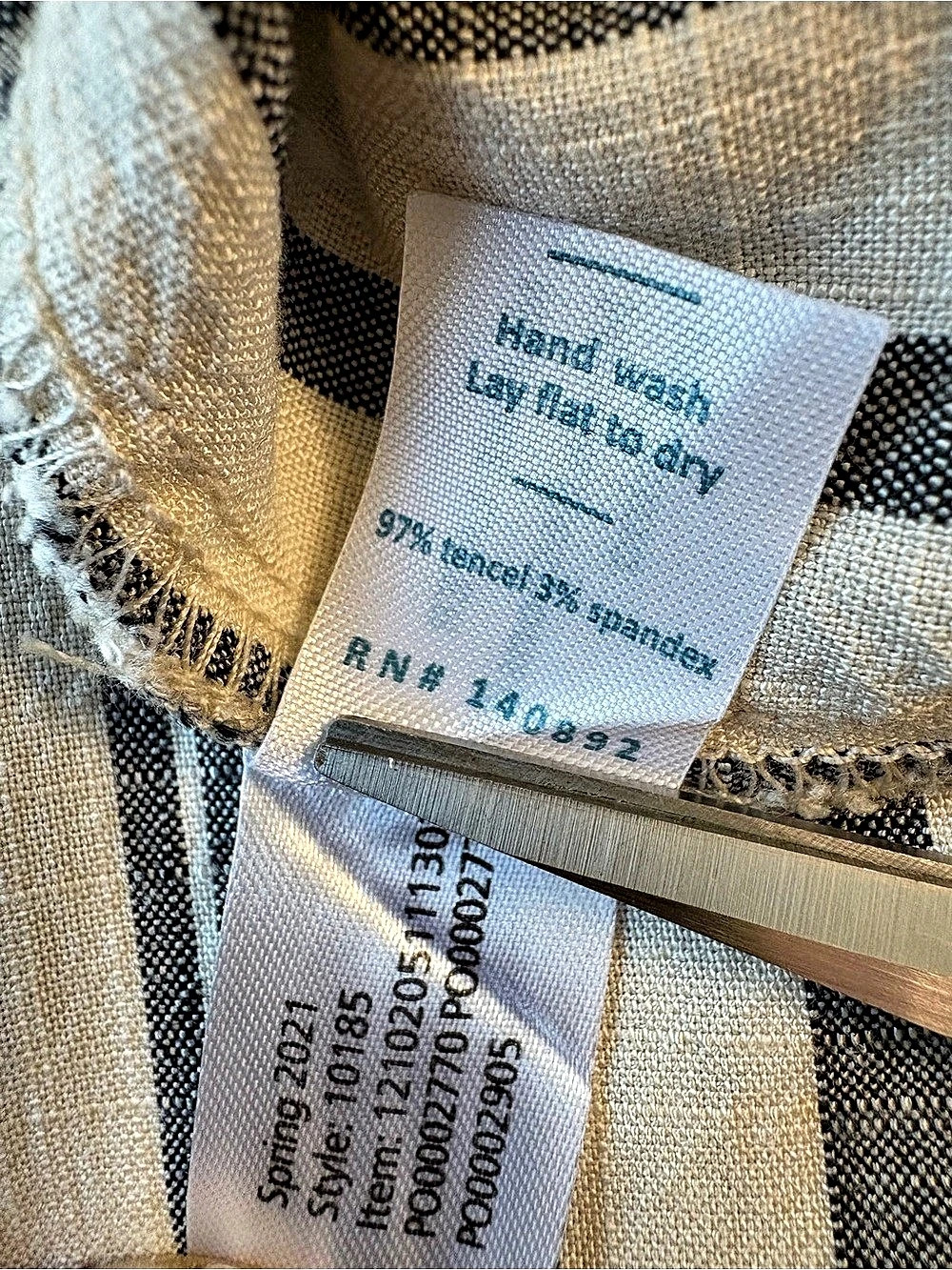 Marine Layer Allison Pant Blue Cream Striped Lightweight Straight Leg Pants Sz L - Picture 9 of 9